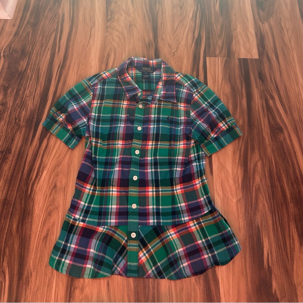Polo by Ralph Lauren Green and Blue Plaid Button Down Shirt